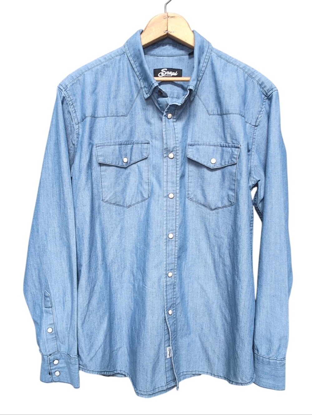 SNAPS Clothing Co Heritage Collection Denim Pearl Snap Western shirt Mens LARGE